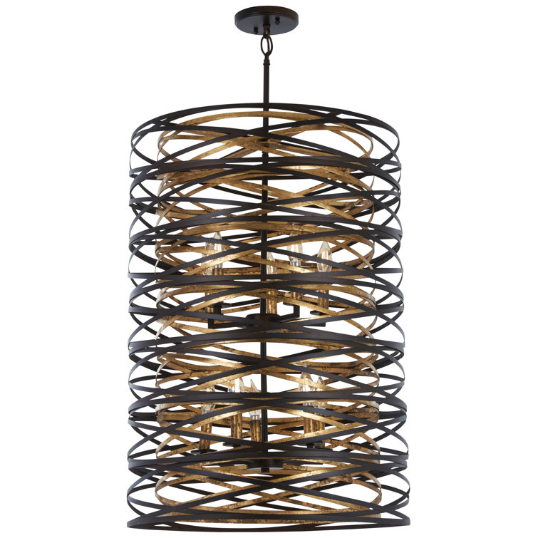 Vortic Flow Dark Bronze and Mosaic Gold 10-Light Pendant