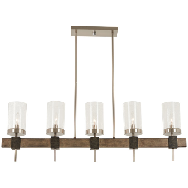 Brushed Nickel and Stone Grey 5-Light Island Pendant