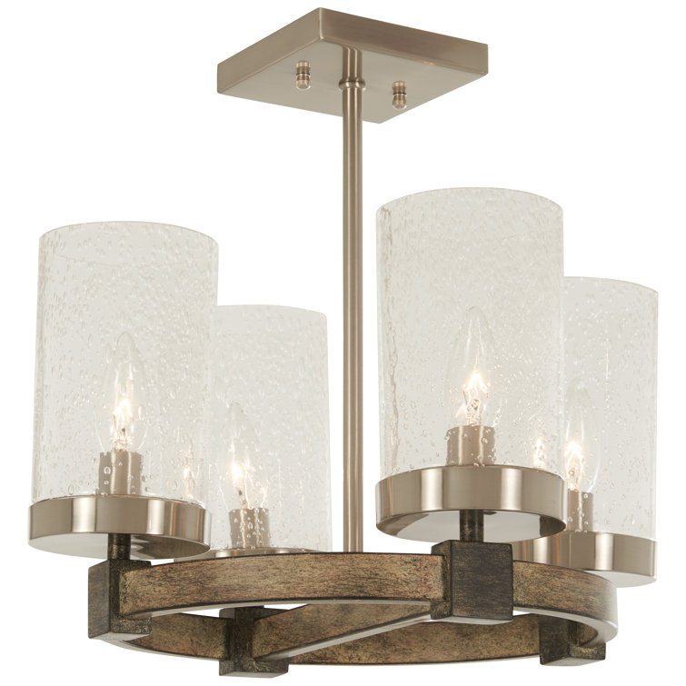 Bridlewood 15" 4-Light Clear Seedy Glass Ceiling Light