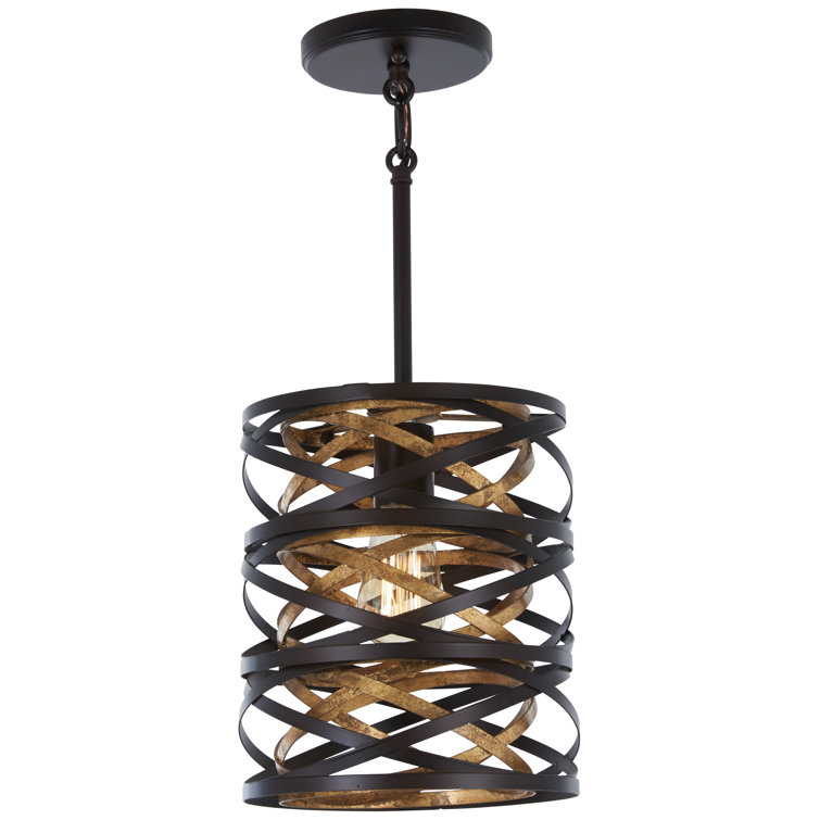 Mini Vortic Flow Dark Bronze & Mosaic Gold 1-Light Pendant