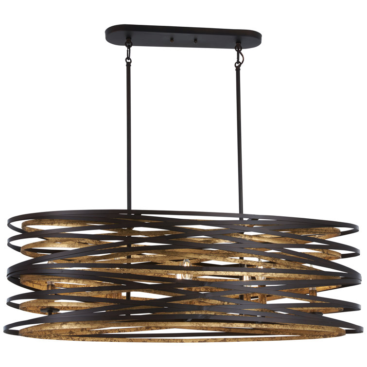 Dark Bronze and Gold 8-Light Aluminum Chandelier