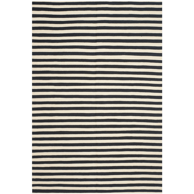 Coastal Charm Handwoven Blue Stripe Wool 8' x 10' Rug