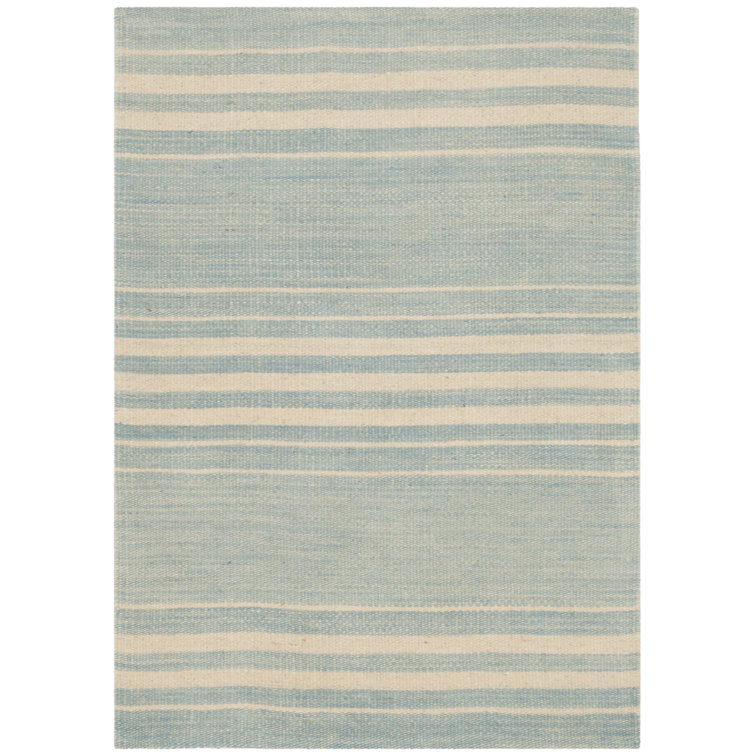Coastal Stripe Handwoven Blue Wool 2' x 3' Area Rug