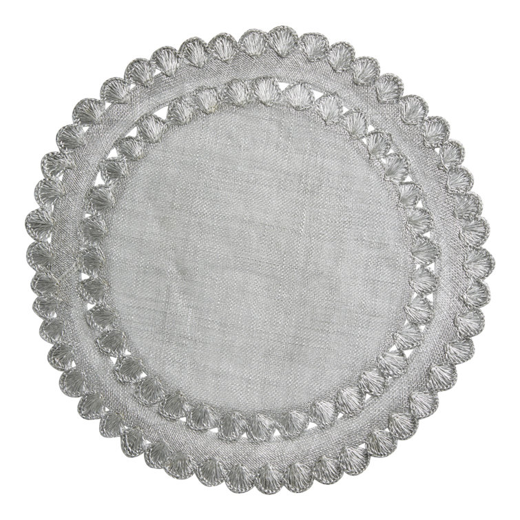 Isadora Silver Round Linen Placemat