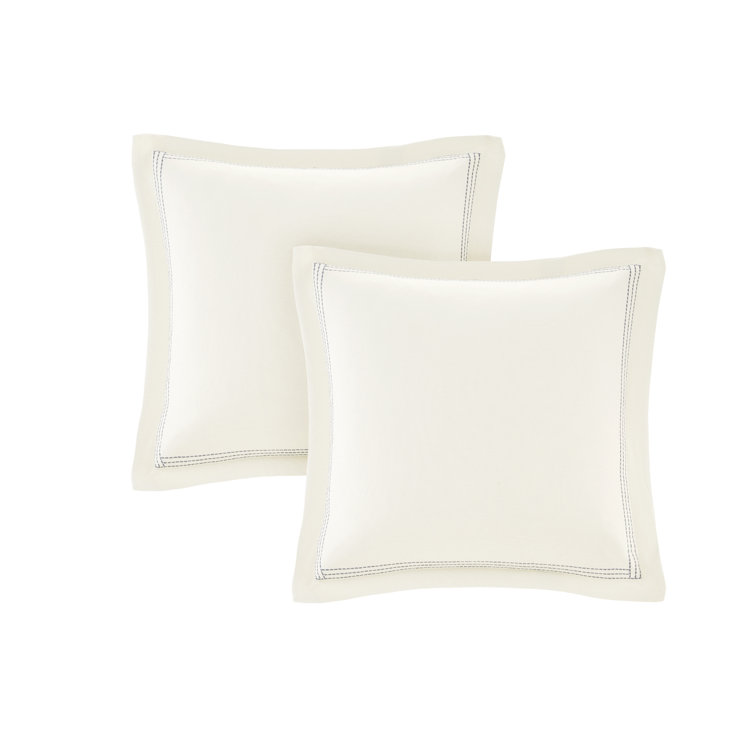 Ivory and Navy Cotton Jacquard Queen Bedspread Set