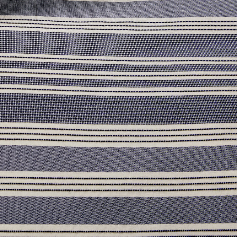 Ivory and Navy Cotton Jacquard Queen Bedspread Set