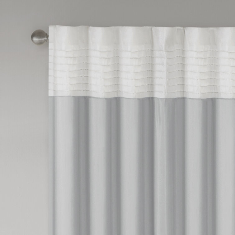 Gray Faux Silk Pintuck Light-Filtering Curtain Panel