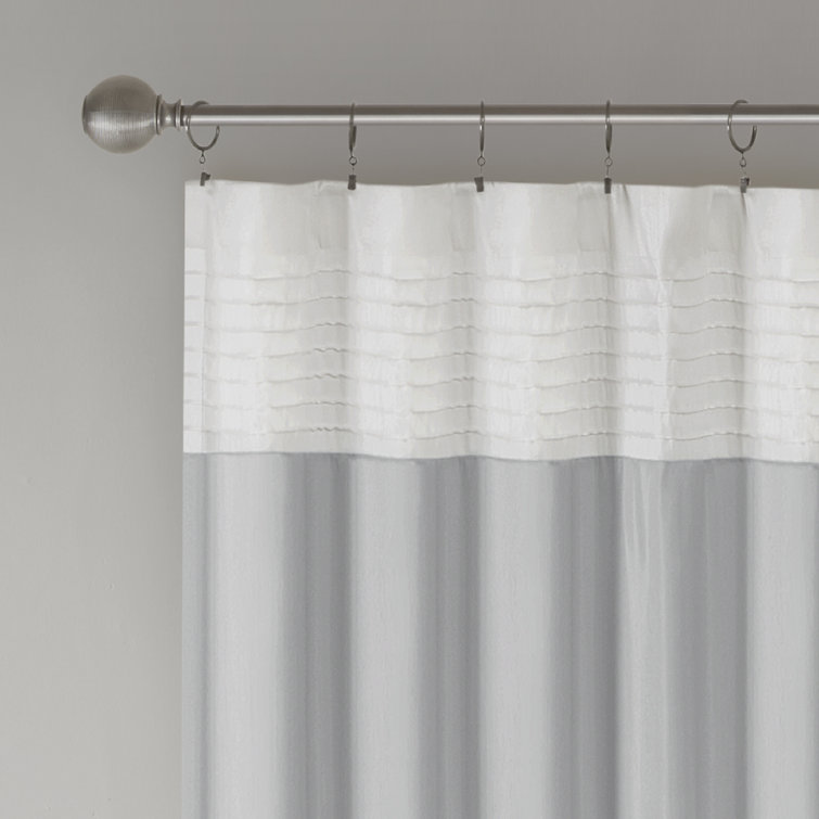 Gray Faux Silk Pintuck Light-Filtering Curtain Panel