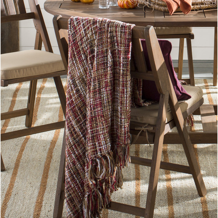 Hand Woven Multicolor Acrylic Throw with Fringe