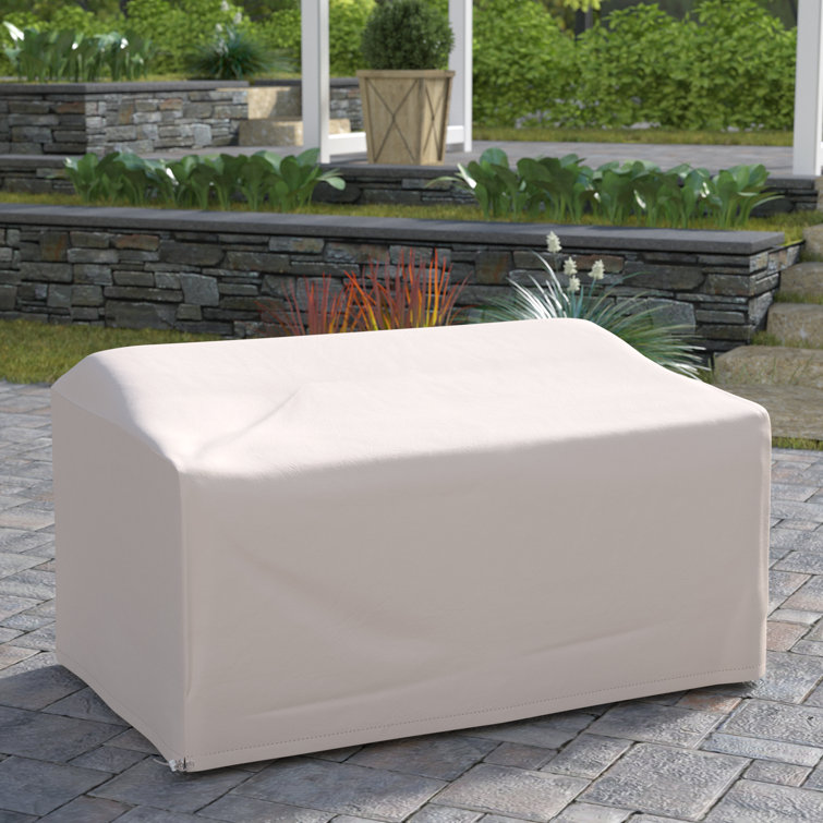 Tan Waterproof Polyester Outdoor Loveseat Cover with Drawstring