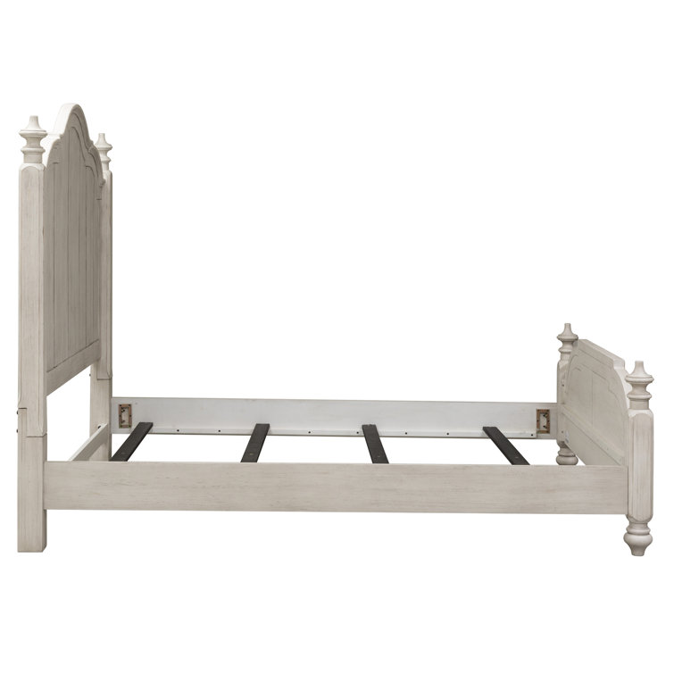 Cottage Charm Antique White King Poster Bed with Pine Frame
