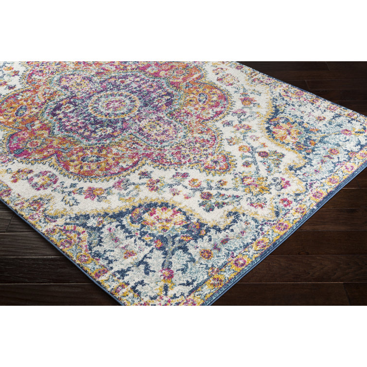 Adeliza Blue Synthetic 3'11" x 5'7" Stain-Resistant Rug