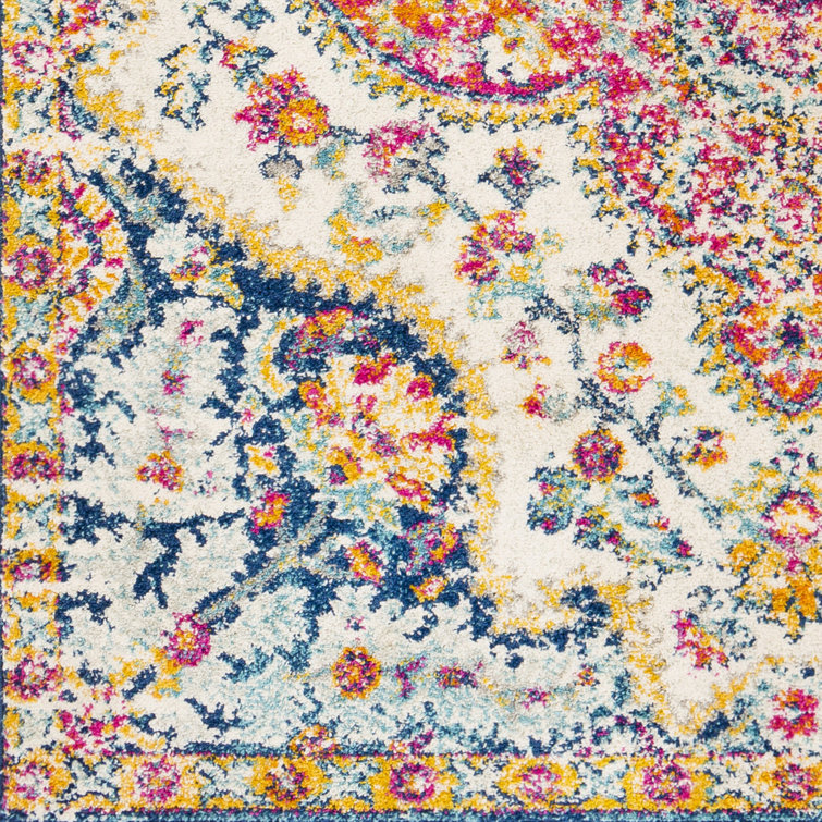 Adeliza Blue Synthetic 3'11" x 5'7" Stain-Resistant Rug