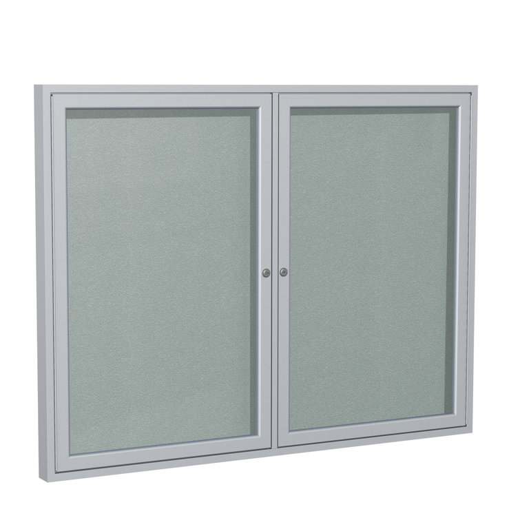Silver 36" x 48" Lockable Vinyl Bulletin Board with Satin Aluminum Frame