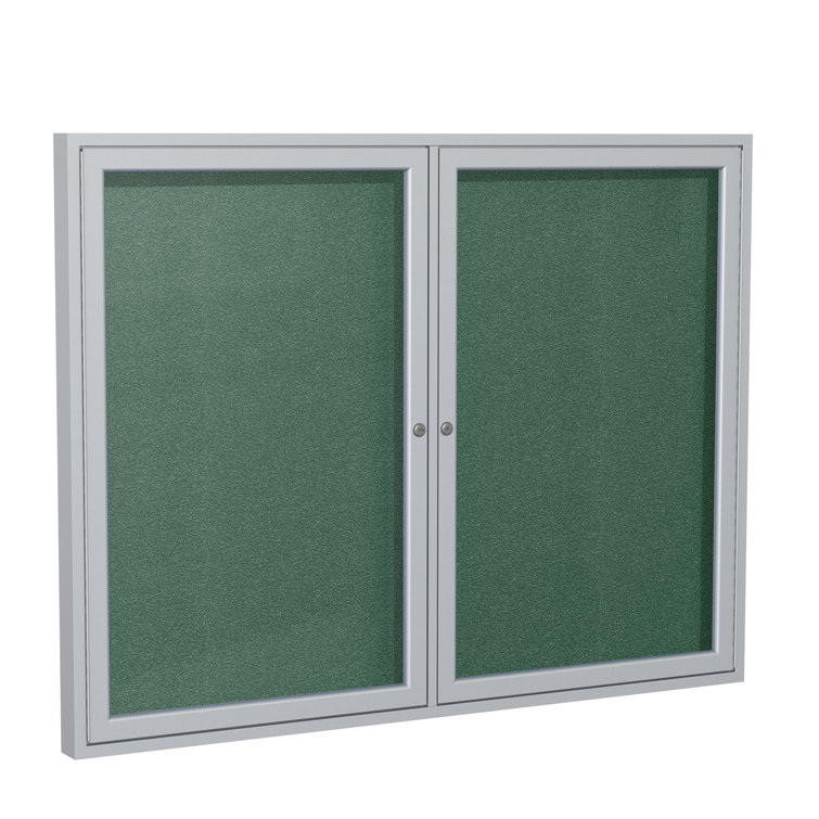 Silver 36" x 48" Lockable Vinyl Bulletin Board with Satin Aluminum Frame