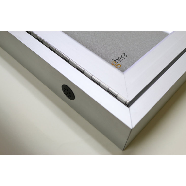 Silver 36" x 48" Lockable Vinyl Bulletin Board with Satin Aluminum Frame