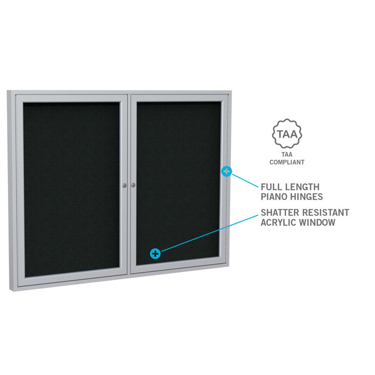 Black Felt and Satin Aluminum Framed Enclosed Letter Board