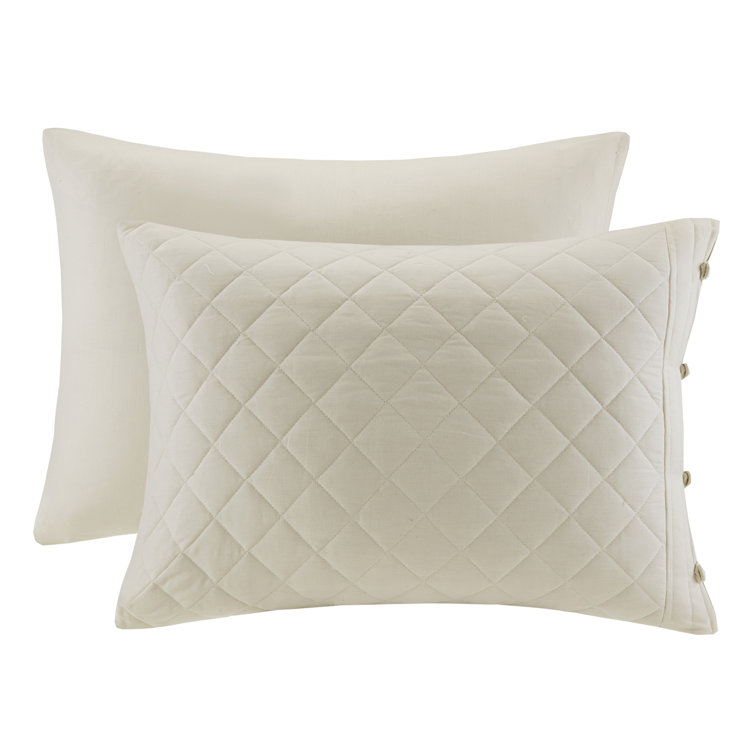 Breanna Ivory Cotton Reversible Full/Queen Quilt Set