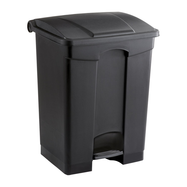Black 17 Gallon Plastic Step-On Trash Can with Pedal