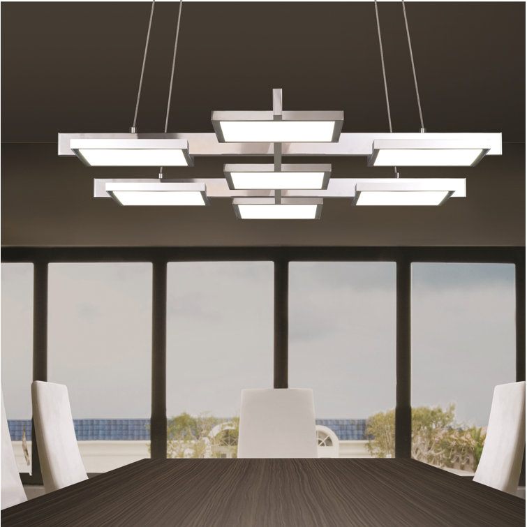 Chrome Glass 39" LED Kitchen Island Pendant Light