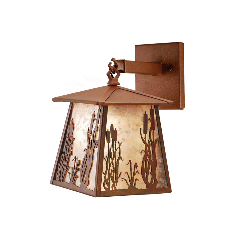 Rustic Brown Steel Lantern Wall Sconce