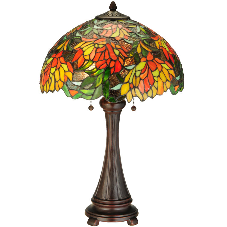 Eloise Bronze 2-Light Stained Glass Table Lamp