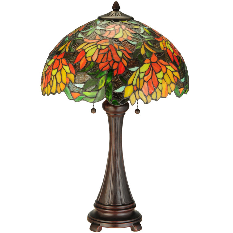 Eloise Bronze 2-Light Stained Glass Table Lamp