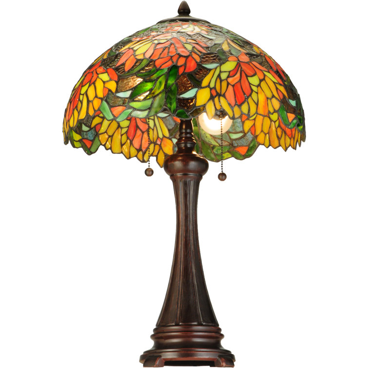 Eloise Bronze 2-Light Stained Glass Table Lamp