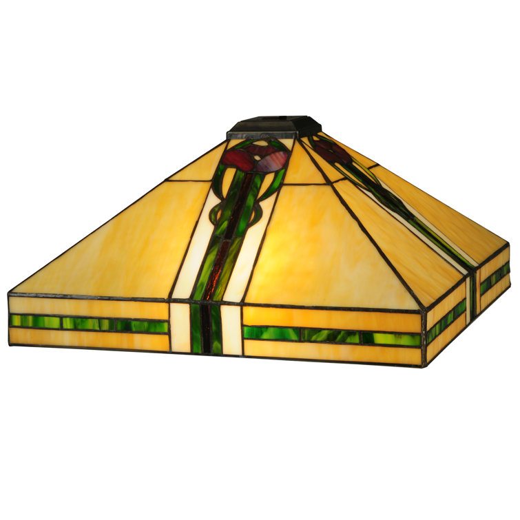 Meyda 22" Bronze Parker Poppy Stained Glass Floor Lamp