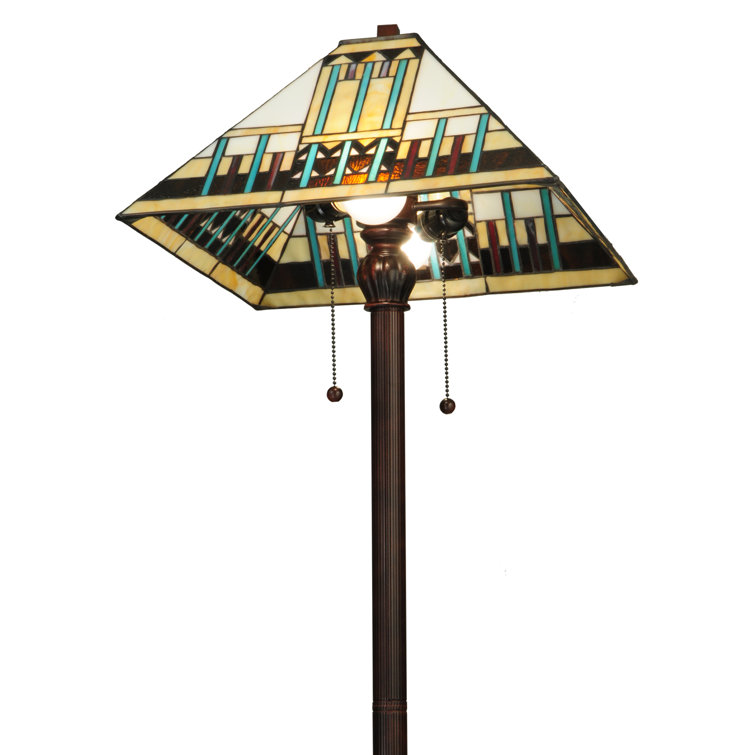 Zaragoza Mission 62'' Multicolor Stained Glass & Bronze Floor Lamp