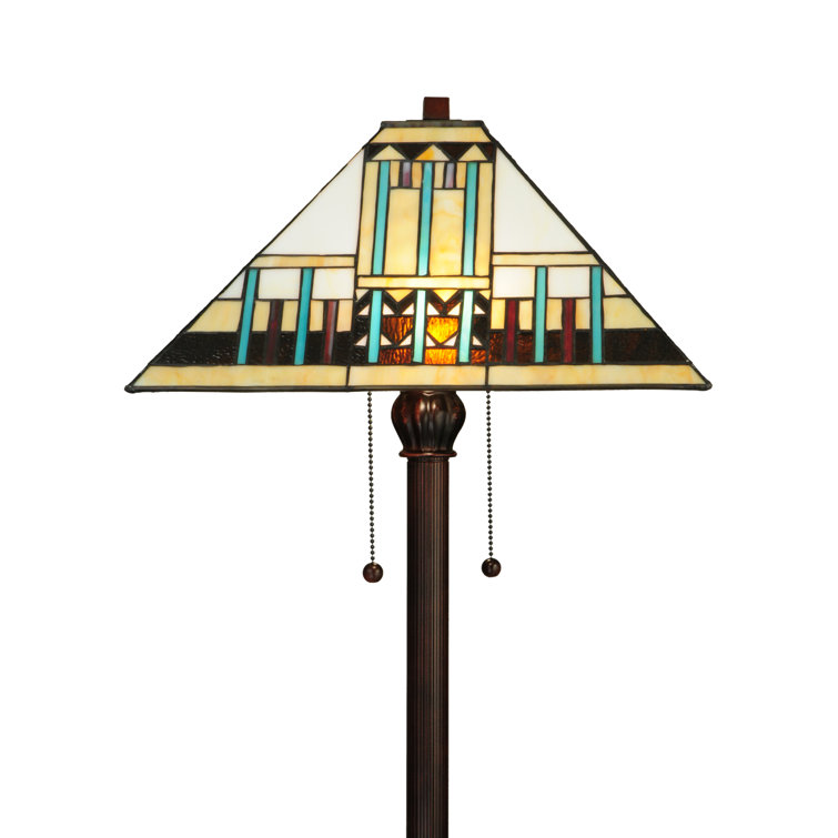 Zaragoza Mission 62'' Multicolor Stained Glass & Bronze Floor Lamp