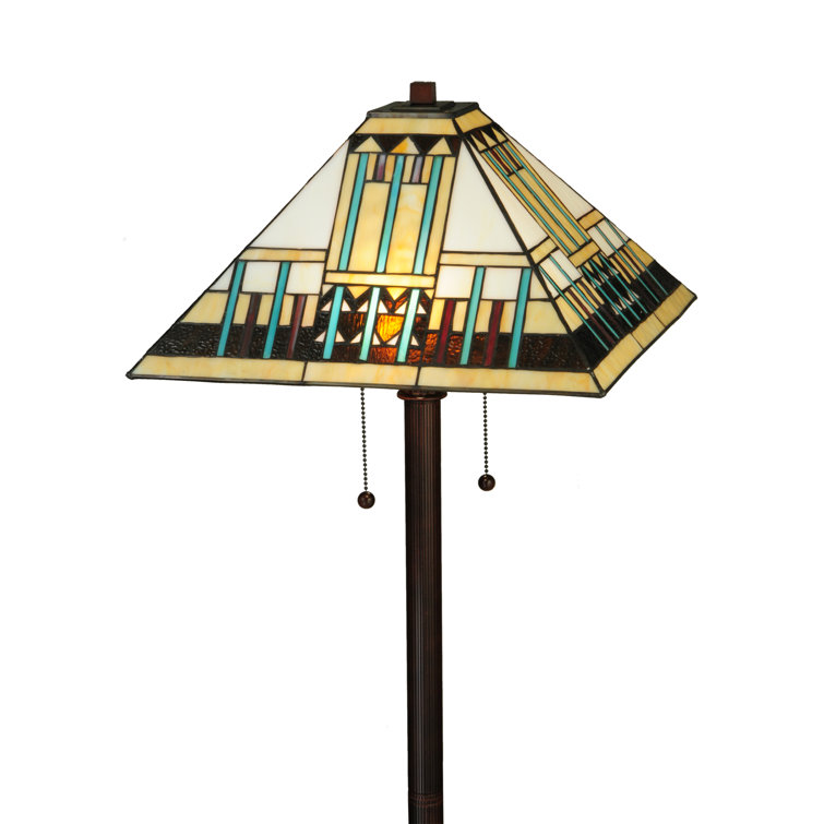 Zaragoza Mission 62'' Multicolor Stained Glass & Bronze Floor Lamp