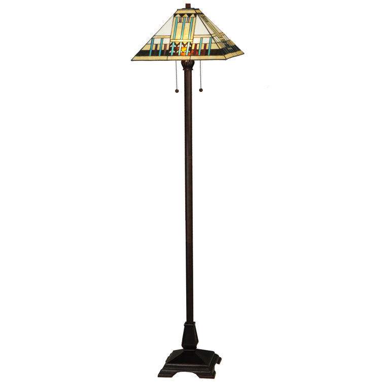 Zaragoza Mission 62'' Multicolor Stained Glass & Bronze Floor Lamp