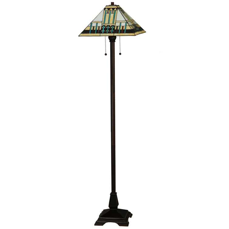 Zaragoza Mission 62'' Multicolor Stained Glass & Bronze Floor Lamp