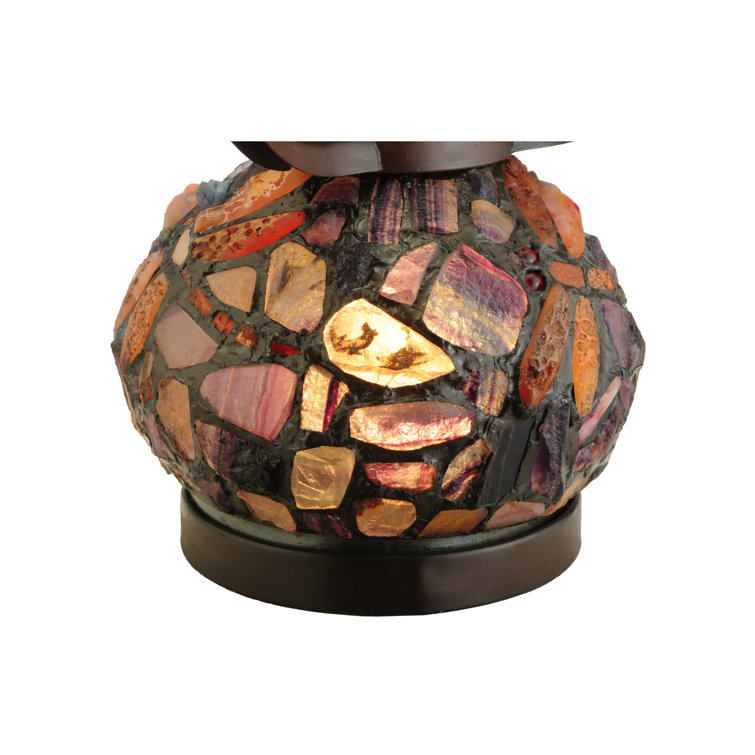 Sunset Agate Dragonfly 2-Light Table Lamp with Stained Glass