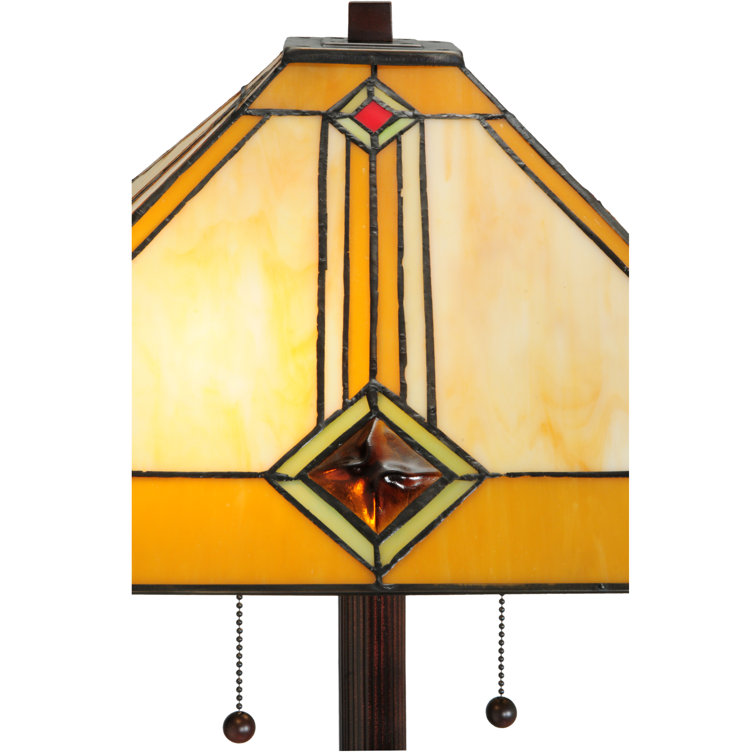 Mahogany Bronze 62" Mission-Style Stained Glass Floor Lamp