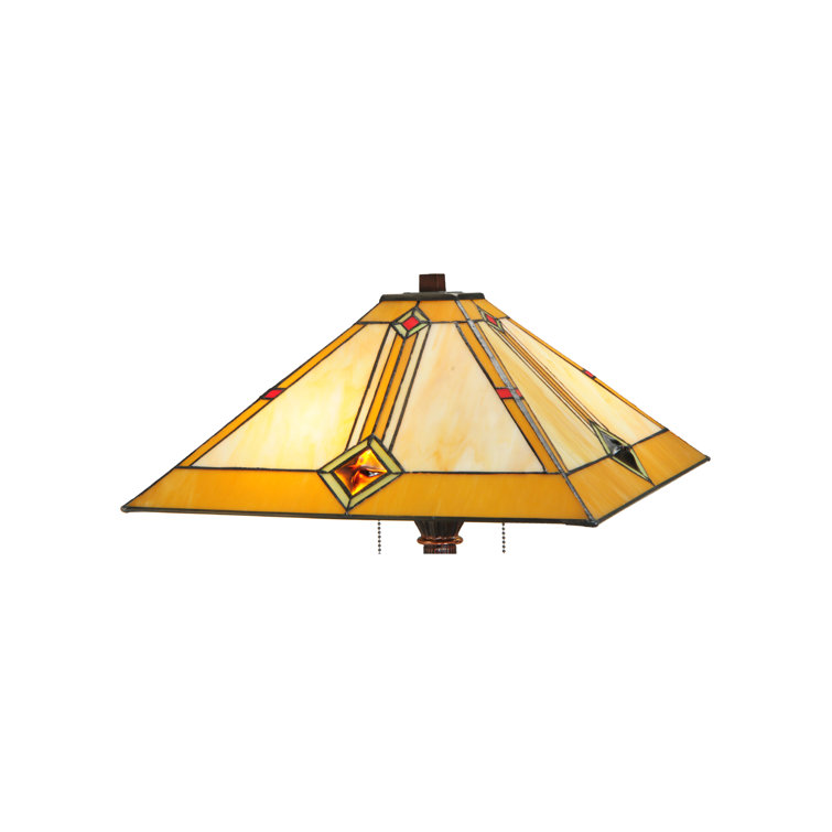 Mahogany Bronze 62" Mission-Style Stained Glass Floor Lamp