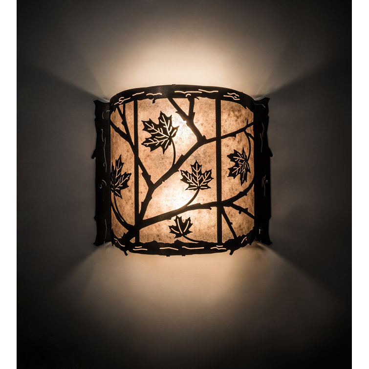 Antique Copper Maple Leaf 2-Light Wall Sconce