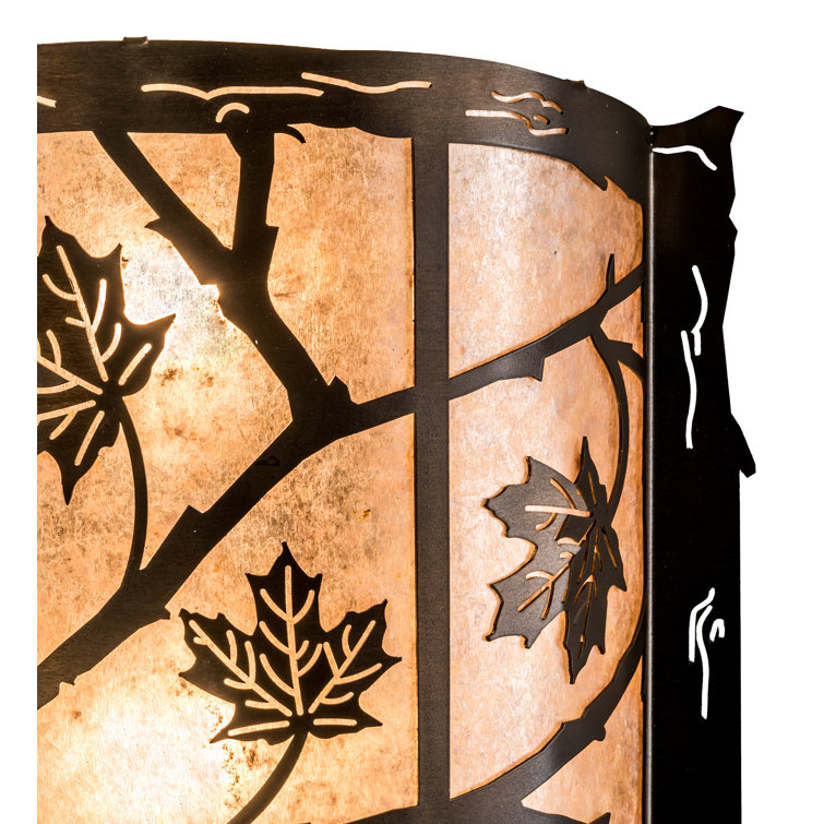 Antique Copper Maple Leaf 2-Light Wall Sconce