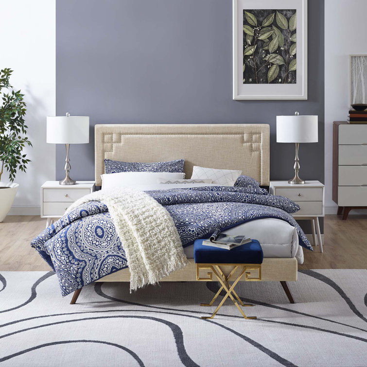 Ruthie Queen White Faux Leather Upholstered Platform Bed