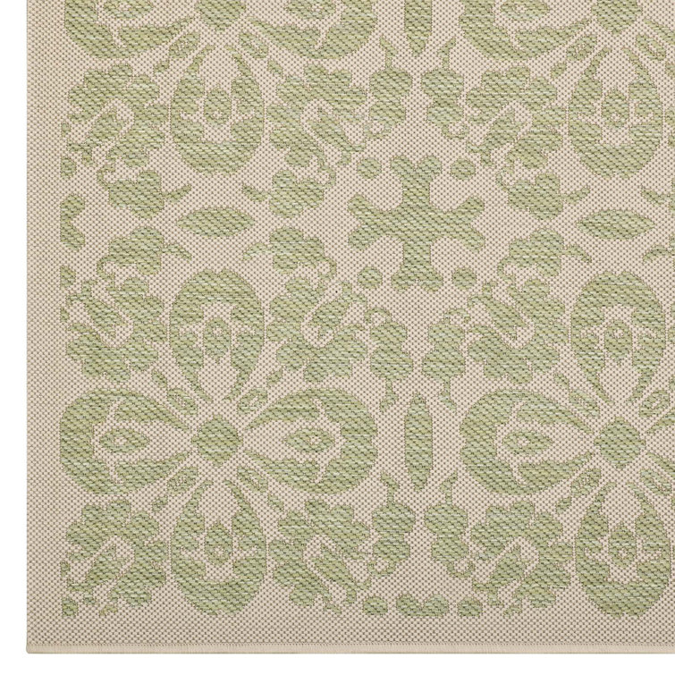 Ariana Light Green and Beige Floral 8' x 10' Synthetic Rug