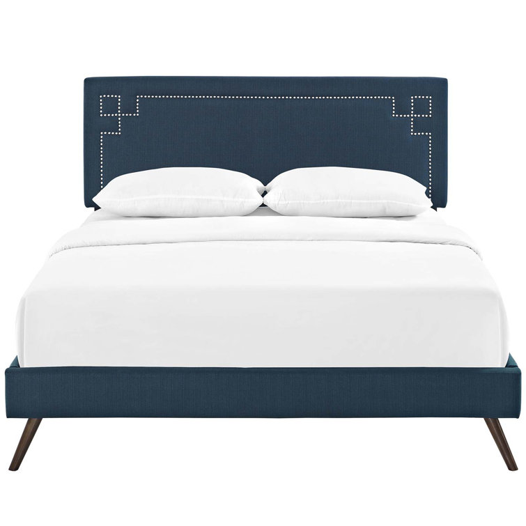 Ruthie Queen White Faux Leather Upholstered Platform Bed