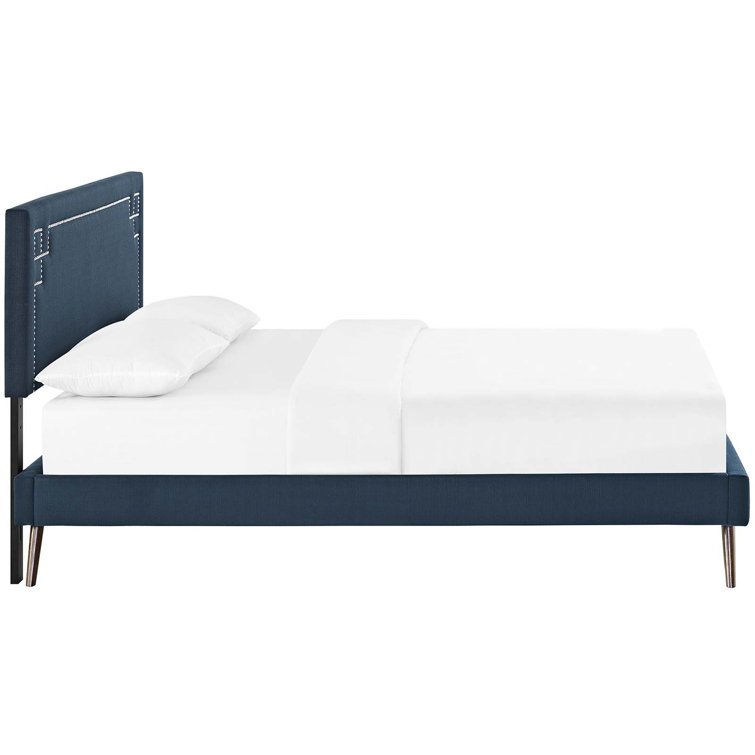 Ruthie Queen White Faux Leather Upholstered Platform Bed