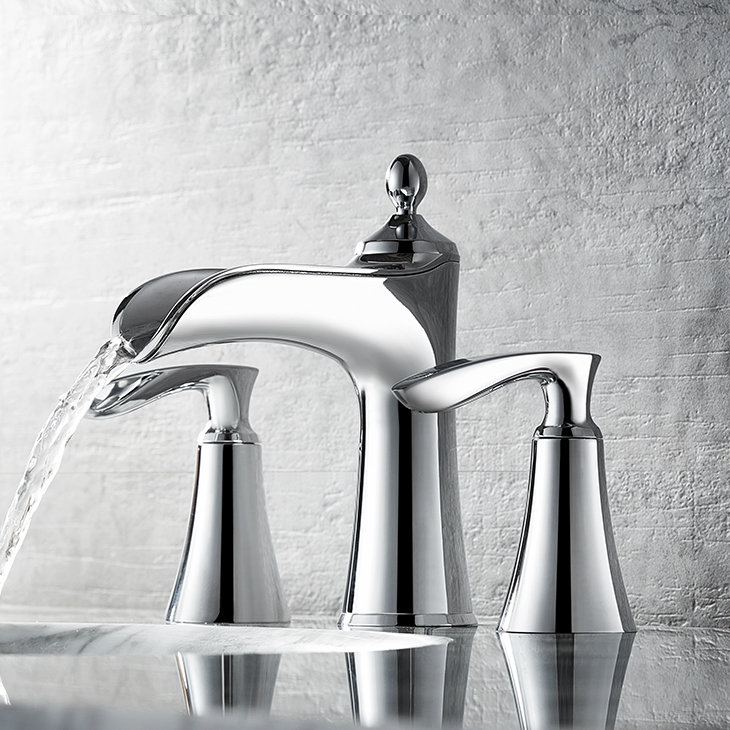 Ukiah Polished Chrome 2-Handle Widespread Waterfall Bathroom Faucet