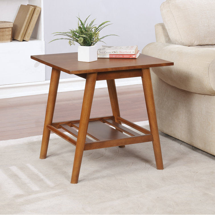 Brock 25'' Medium Yellow Brown Square Wood End Table with Shelf