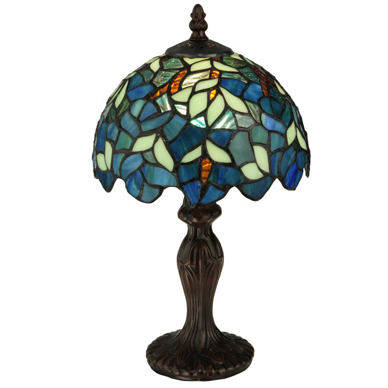 Nightfall Wisteria Stained Glass 14" Blue Table Lamp