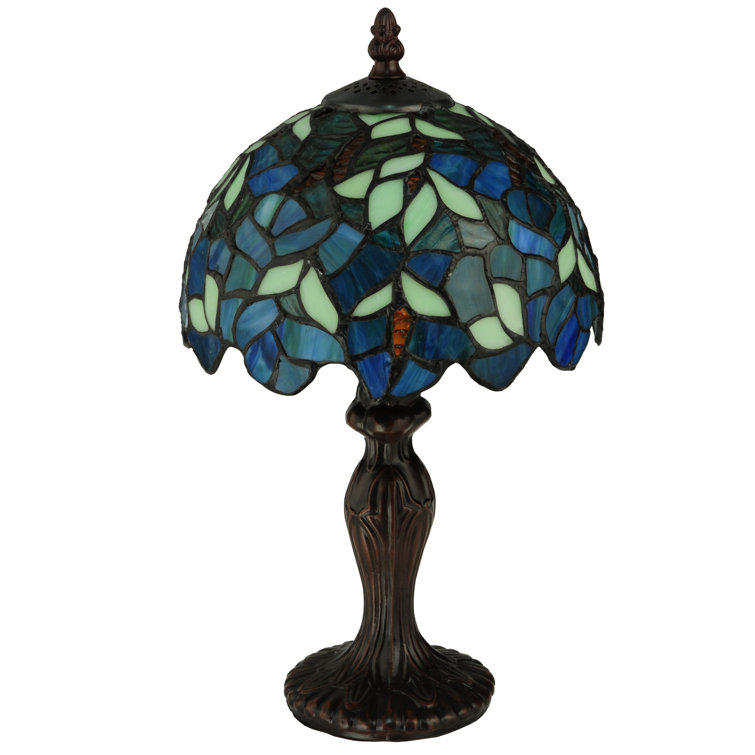 Nightfall Wisteria Stained Glass 14" Blue Table Lamp