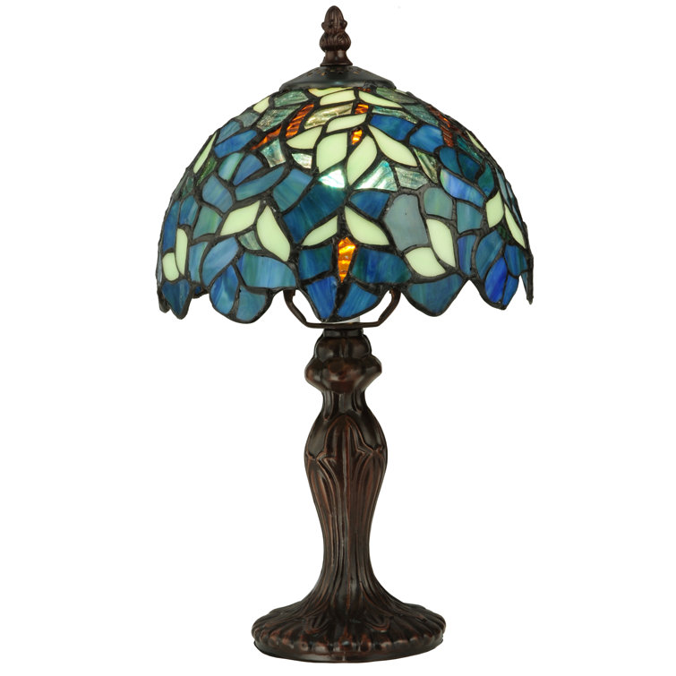 Nightfall Wisteria Stained Glass 14" Blue Table Lamp