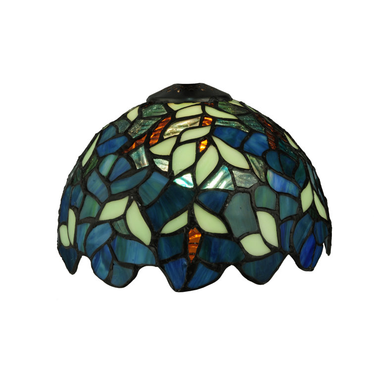 Nightfall Wisteria Stained Glass 14" Blue Table Lamp