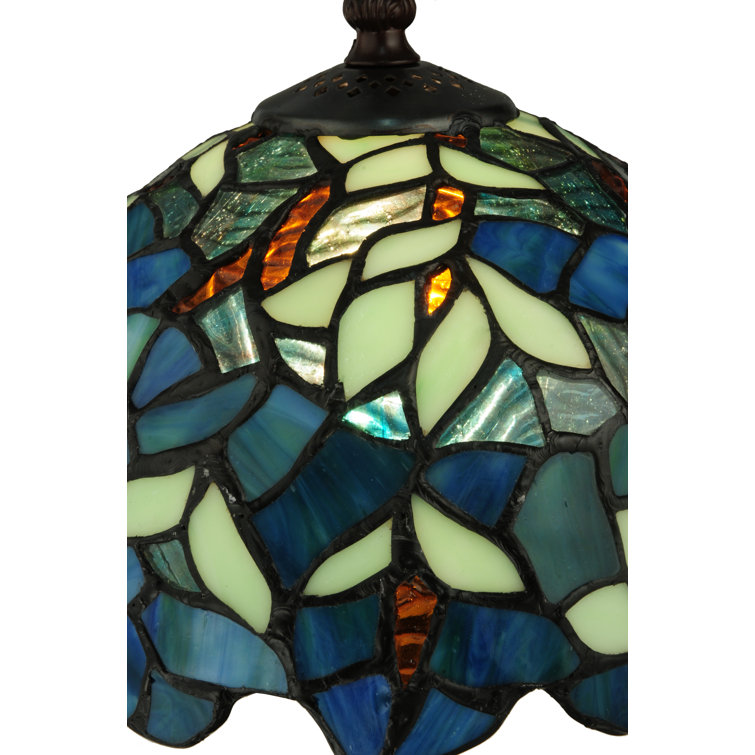 Nightfall Wisteria Stained Glass 14" Blue Table Lamp